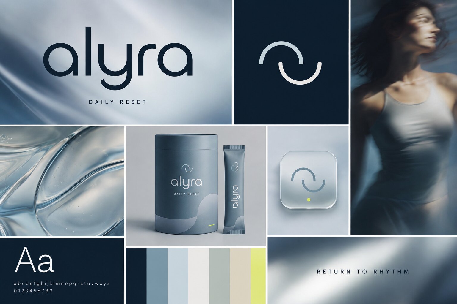 Alyra brand style guide with wordmark, palette, and typography